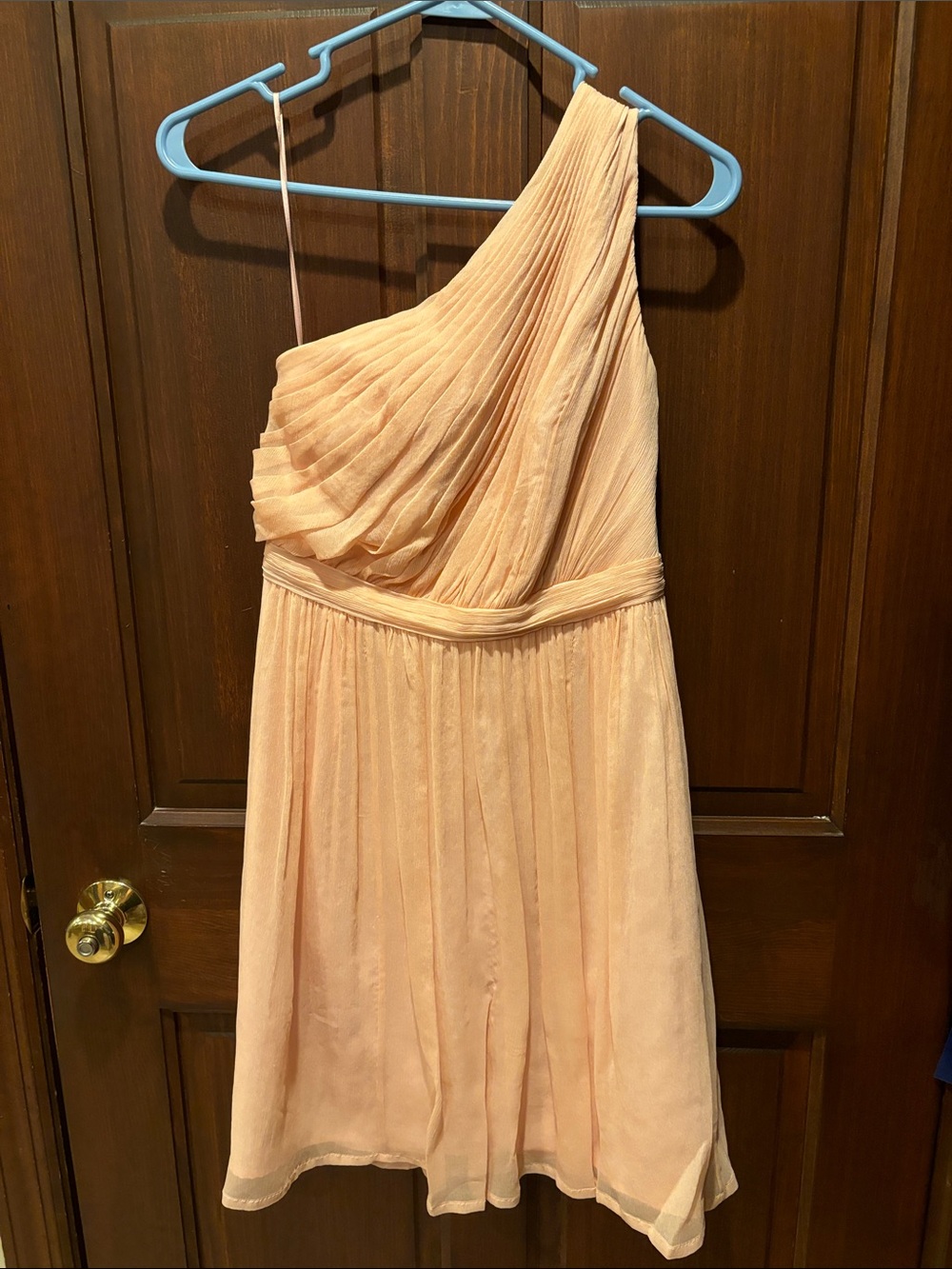J. Crew One-Shoulder Peach Chiffon Dress